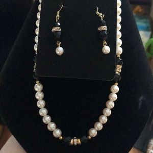 Faux pearl 24” necklace/earrings set